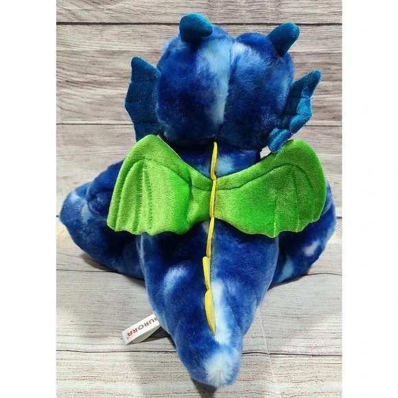 Aurora Plush Dragon Stuffed Animal Blue Tie Dye Sparkle Tales Gold Green Wings - Picture 3 of 4